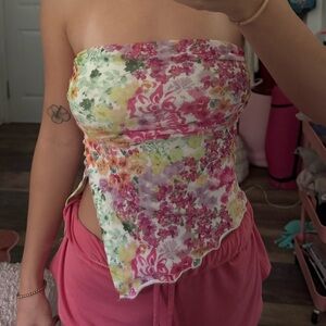 SHEIN Multicolor Floral Strapless Top
